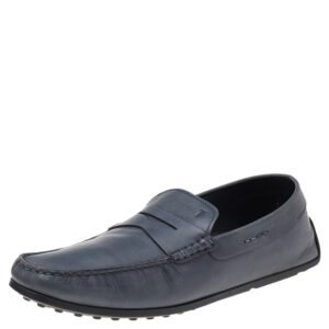 Tod's Grey Leather Slip on Loafers Size 43