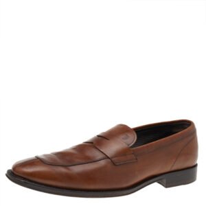 Tod's Brown Leather Slip On Penny Loafers Size 42.5