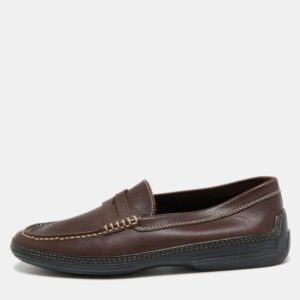 Tod's Dark Brown Leather Penny Loafers Size 41
