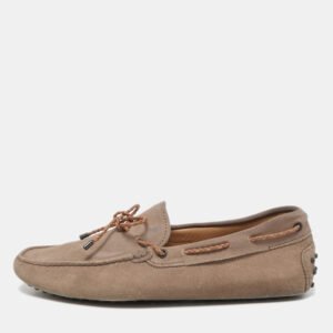 Tod's Light Brown Suede Bow Slip On Loafers Size 43