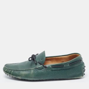 Tod's Green Leather Bow Loafers Size 42.5