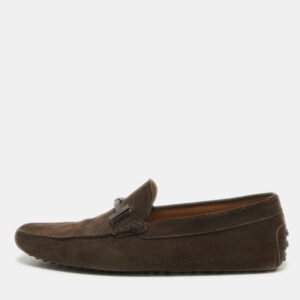 Tod's Brown Suede Double T Loafers Size 44.5