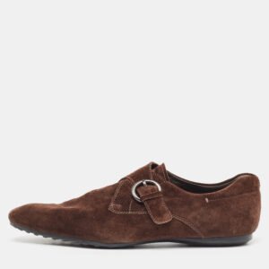 Tod's Brown Suede Monk  Strap Derby Loafers Size 44