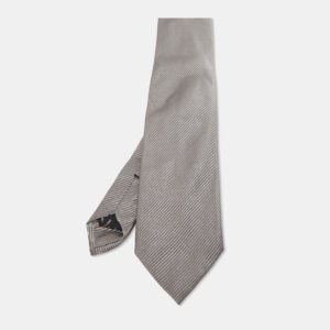 Tom Ford Grey Diagonal Striped Silk Tie