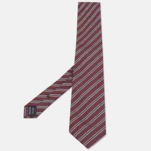 Tom Ford Brown Diagonal Stripe Patterned Silk Tie