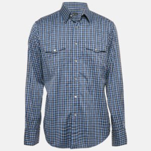 Tom Ford Blue Checks Cotton Button Front Shirt XXL