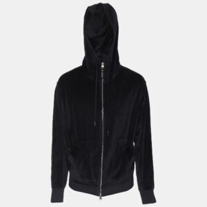Tom Ford Navy Blue Velvet Zip Hoodie Jacket L