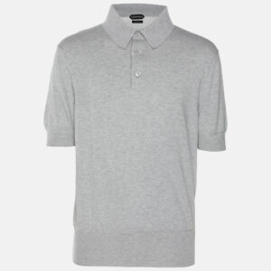 Tom Ford Grey Cotton Knit Polo T-Shirt XL