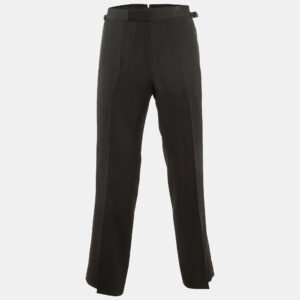 Tom Ford Black Wool & Mohair Trim Detail Pants S