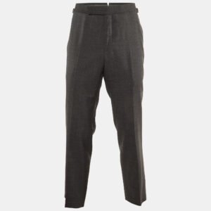 Tom Ford Dark Grey Check Pattern Wool Tailored Pants L