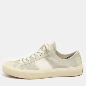 Tom Ford Grey Cammo Suede Cambridge Lace Up Sneakers Size 43