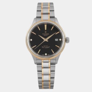 Tudor Black Diamond 18K Yellow Gold Stainless Steel Style Automatic Men's Wristwatch 38 mm