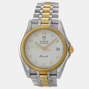 Tudor White Yellow Gold Stainless Steel Monarch 15733 Quartz Men's Wristwatch 34mm