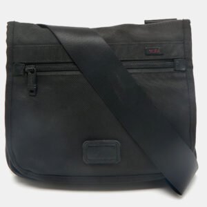 TUMI Black Nylon Ballistic Flap Messenger Bag