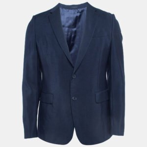Valentino Navy Blue Mohair Wool Single Breasted Blazer S