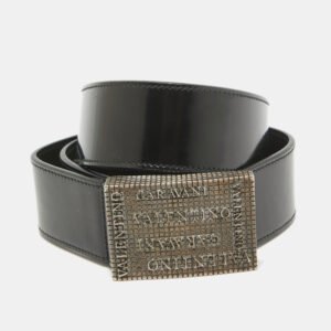 Valentino Black Patent Leather Logo Square Buckle Belt 90CM