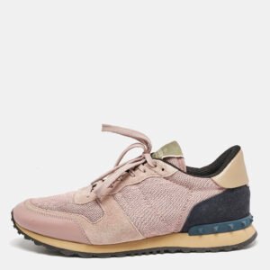Valentino Multicolor Leather and Suede Rockrunner Sneakers Size 45