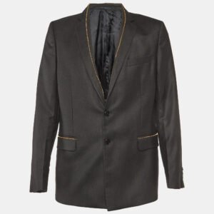 Versace Collection Black Wool Zip Detailed Blazer XL