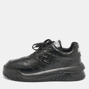 Versace Black Leather Odissea Sneakers Size 46