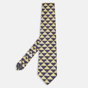 Versace Vintage Yellow/Blue Triangle Medusa Pattern Silk Tie