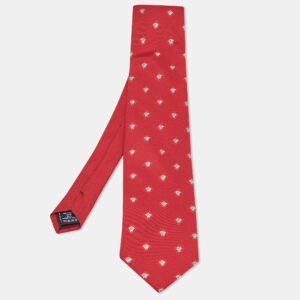 Gianni Versace Red Medusa Print Silk Tie