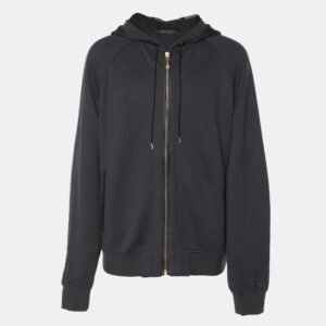 Versace Blue Knit Medusa Patch Detail Hooded Jacket XXL