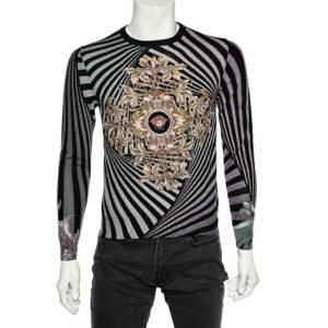 Versace Multicolor Printed Wool & Silk Knit Sweater M