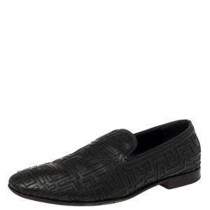 Versace Black Leather Smoking Slippers Size 42