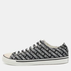 Vetements Black/White Logo Print Canvas Low Top Sneakers Size 44