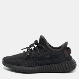 Yeezy x Adidas Black Knit Fabric Boost 350 V2 Static Black Sneakers Size 39 1/3
