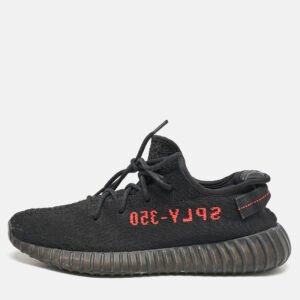Yeezy x adidas Black Knit Fabric Boost 350 V2 Low Top Sneakers Size 45 1/3