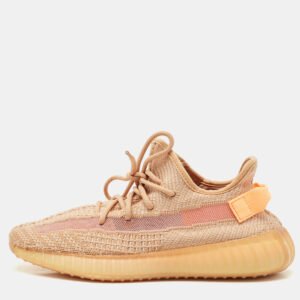 Yeezy x Adidas Orange Knit Fabric Boost 350 V2 Clay Sneakers Size 42 2/3