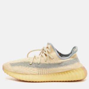 Yeezy x Adidas Beige/Blue Knit Fabric Boost 350 V2 Linen Sneakers Size 43 1/3
