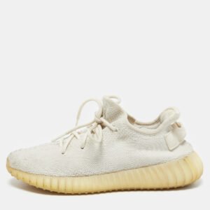 Yeezy x Adidas White Knit Fabric Boost 350 V2 White Sneakers Size 40