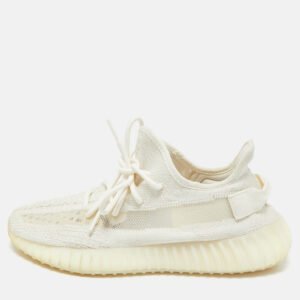 Yeezy x Adidas White Knit Fabric Boost 350 V2 White Sneakers Size 41 1/3