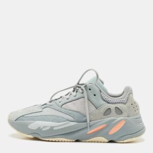 yeezy x adidas grey/blue suede and mesh boost 700 inertia sneakers size 44