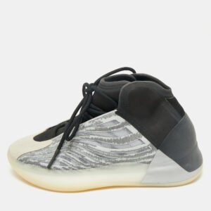 Yeezy x Adidas Grey/Black Mesh and Knit Fabric QNTM Sneakers Size 42.5