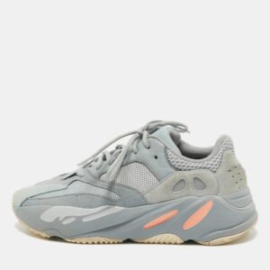 Yeezy x Adidas Grey/Blue Suede and Mesh Boost 700 Inertia Sneakers Size 40 2/3
