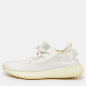 Yeezy x Adidas White Knit Fabric Boost 350 V2 Triple White Sneakers Size 38 2/3