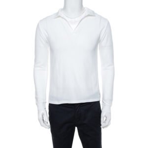 Yves Saint Laurent White Cotton Long Sleeve Polo T-Shirt XL