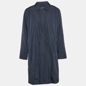 Z Zegna Navy Blue Synthetic Foldable Long Coat XL
