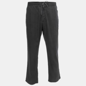 Z Zegna Black Cotton Blend Drawstring Waist Trousers XXL