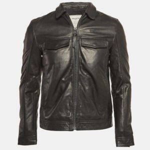Zadig & Voltaire Black Leather Zip Front Jacket S
