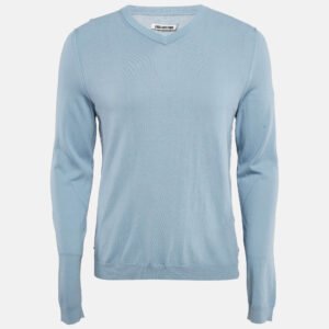 Zadig & Voltaire Blue Cotton Knit V-Neck Keddy Sweatshirt S
