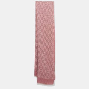 Aigner Pink Monogram Cotton Blend Scarf