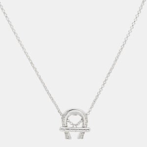Aigner Logo Crystal Silver Tone Necklace