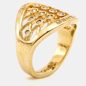 Aigner Crystals Gold Tone Ring Size 56