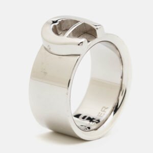 Aigner Logo Silver Tone Ring Size 58