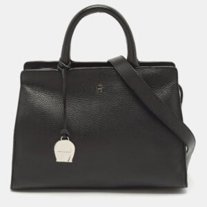 Aigner Black Leather Cybill Tote