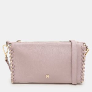 luxury-women-aigner-used-handbags-p1157600-001 Aigner Lilac Leather Top Zip Shoulder Bag